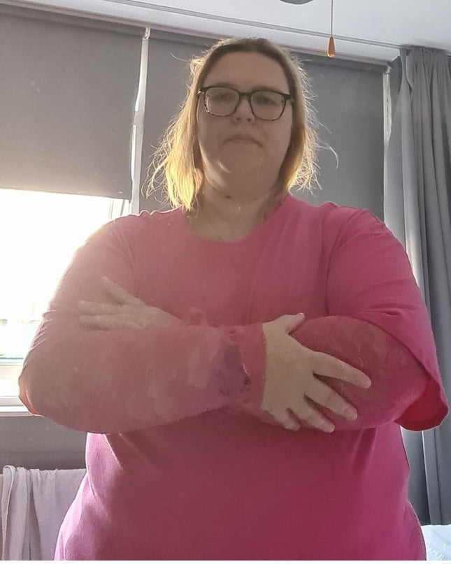 Kante top met roosjes